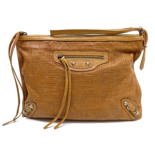 SAC A MAIN BALENCIAGA NATTE PAPIER POCHETTE EN CUIR MARRON PURSE CLUTCH 650€