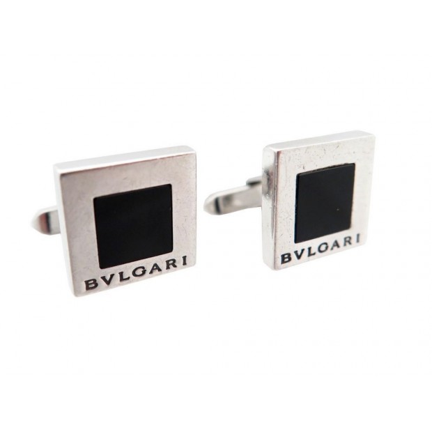 BOUTONS DE MANCHETTES BULGARI QUADRATO EN ARGENT MASSIF SILVER CUFFLINKS 450 