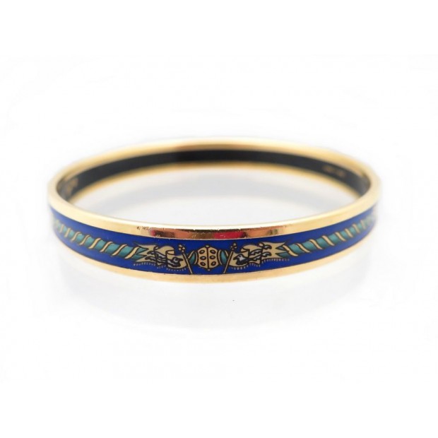 BRACELET HERMES IMPRIME MOTIFS DRAPEAUX FANIONS EN EMAIL FIN 70MM ENAMEL 357€