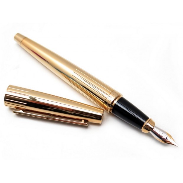 NEUF STYLO ST DUPONT ELLIPSIS 471000 PLUME A CARTOUCHES PLAQUE OR GOLD PEN 420€