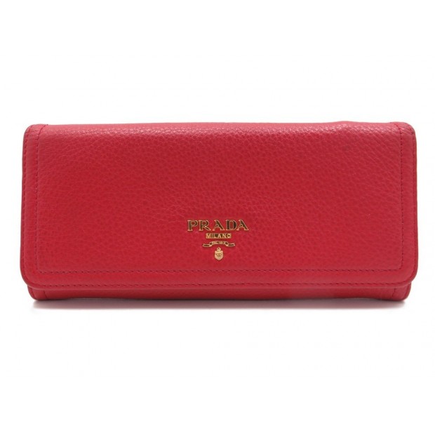 PORTEFEUILLE PRADA CUIR ROUGE + BOITE 