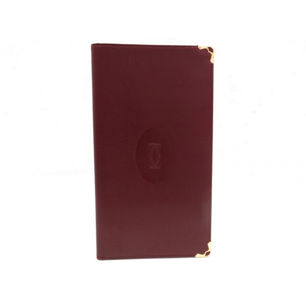 PORTEFEUILLE MUST DE CARTIER PORTE CARTES EN CUIR BORDEAUX WALLET CARD 465€
