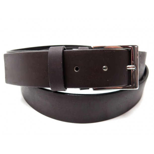 CEINTURE LANVIN HOMME T 110 XXL CUIR MARRON BOUCLE METAL 