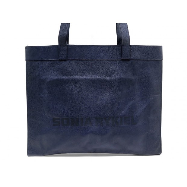 SAC A MAIN SONIA RYKIEL CABAS EN CUIR GRAINE BLEU LEATHER HAND BAG TOTE 490€