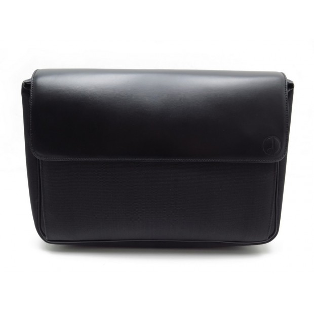 NEUF POCHETTE A MAIN ALFRED DUNHILL 28 CM EN CUIR TOILE NOIR SAC CLUTCH BAG 595€