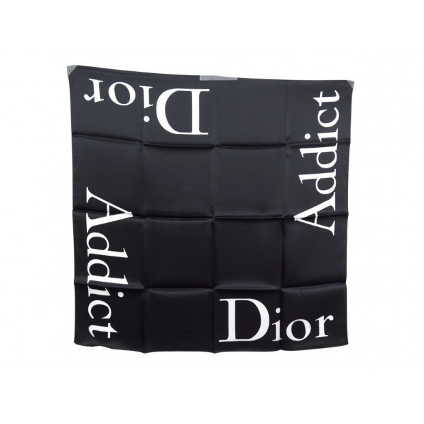 NEUF FOULARD CHRISTIAN DIOR ADDICT SOIE NOIR 