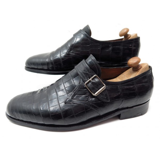 CHAUSSURES JM WESTON 581 7.5D 41.5 MOCASSINS EN CUIR DE CROCODILE NOIR 3900€