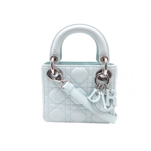 NEUF SAC A MAIN CHRISTIAN DIOR LADY MICRO EN CUIR BLEU BANDOULIERE PURSE 1900€