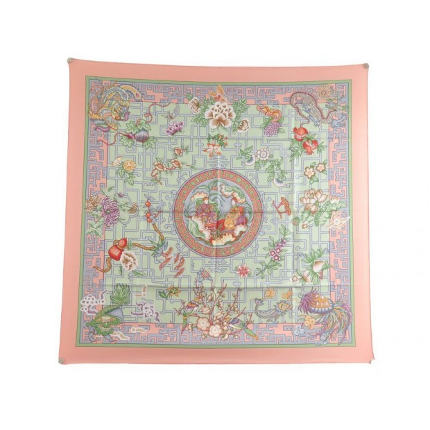 NEUF RARE FOULARD HERMES TURANDOT EN SOIE ROSE CARRE 90CM SILK SCARF PINK