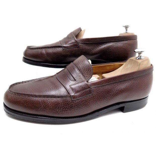 MOCASSINS JM WESTON 8.5D 43 CUIR GRAINE MARRON + EMBAUCHOIRS 