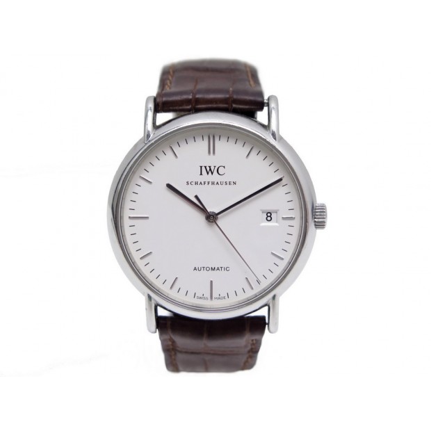 MONTRE IWC PORTOFINO IW3533 38 MM AUTOMATIQUE EN ACIER & CUIR CROCO WATCH 4150€