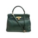  SAC A MAIN HERMES KELLY CUIR TOGO VERT + DUSTBAG BOITE 32CM 