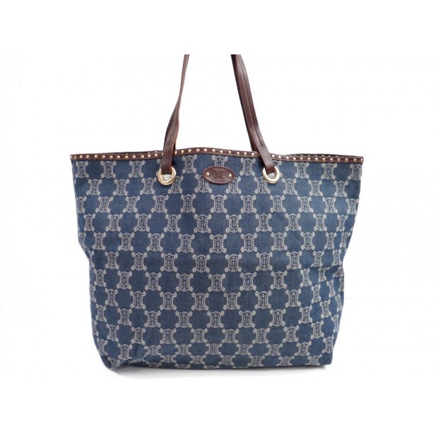 VINTAGE SAC A MAIN CELINE CABAS EN JEAN MONOGRAMME BLEU HANDBAG TOTE 850€