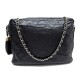 VINTAGE SAC A MAIN CHANEL CAMERA EN CUIR MATELASSE NOIR 