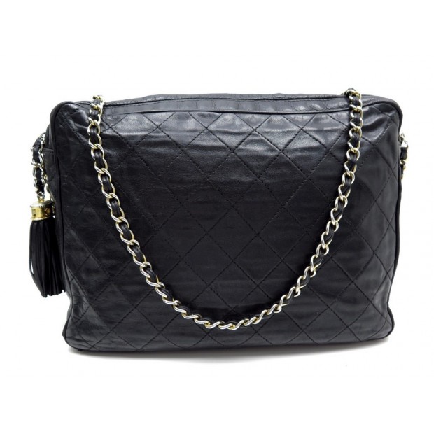 VINTAGE SAC A MAIN CHANEL CAMERA MATELASSE BANDOULIERE EN CUIR NOIR BLACK 2890€