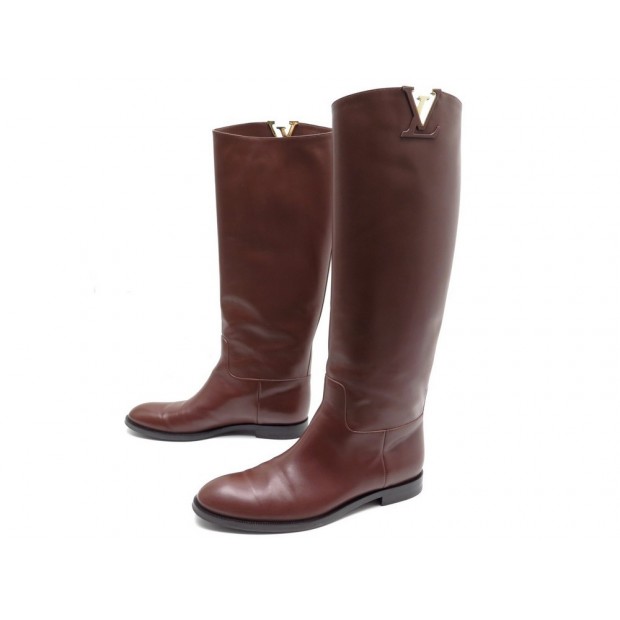 NEUF CHAUSSURES LOUIS VUITTON CAVALIERES HERITAGE 38 BOTTES EN CUIR BOOTS 1350€