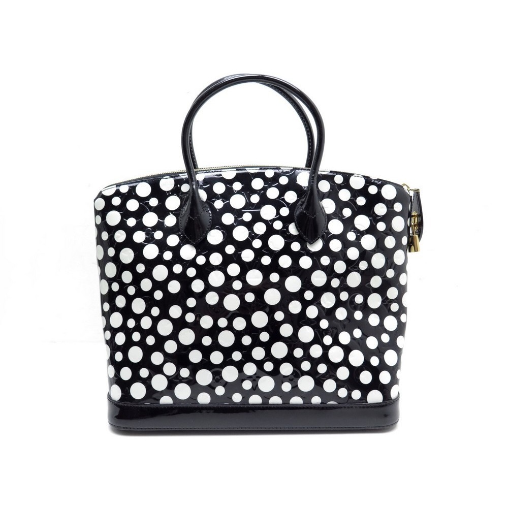 Louis Vuitton Black/White Patent Leather Kusama Infinity Dots Lockit MM Tote  Bag Louis Vuitton