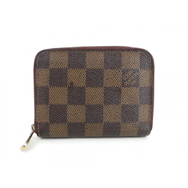 PORTE MONNAIE LOUIS VUITTON ZIPPY TOILE DAMIER EBENE + FACTURE 