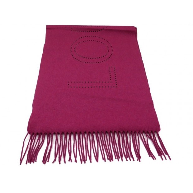 NEUF ECHARPE LOUIS VUITTON PERFOREE A FRANGES FUSCHIA EN CACHEMIRE SCARF 455€