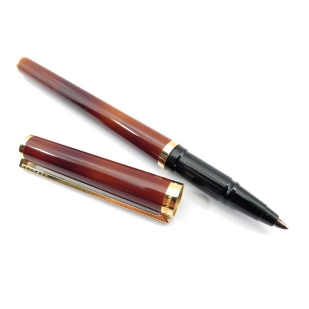 NEUF STYLO A BILLE ROLLER ST DUPONT EN LAQUE DE CHINE MARRON + BOITE PEN 460