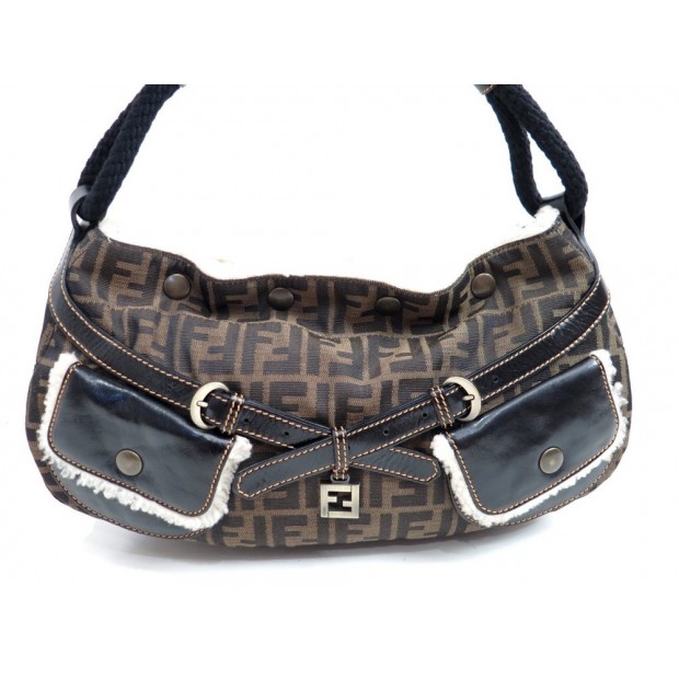 SAC A MAIN FENDI CUIR MARRON TEDDY MOUTON RETOURNE 