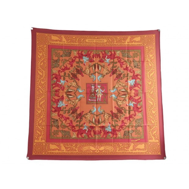 NEUF FOULARD HERMES EARLY AMERICA EN SOIE ROUGE CARRE 90 CM SILK SCARF RED 350€