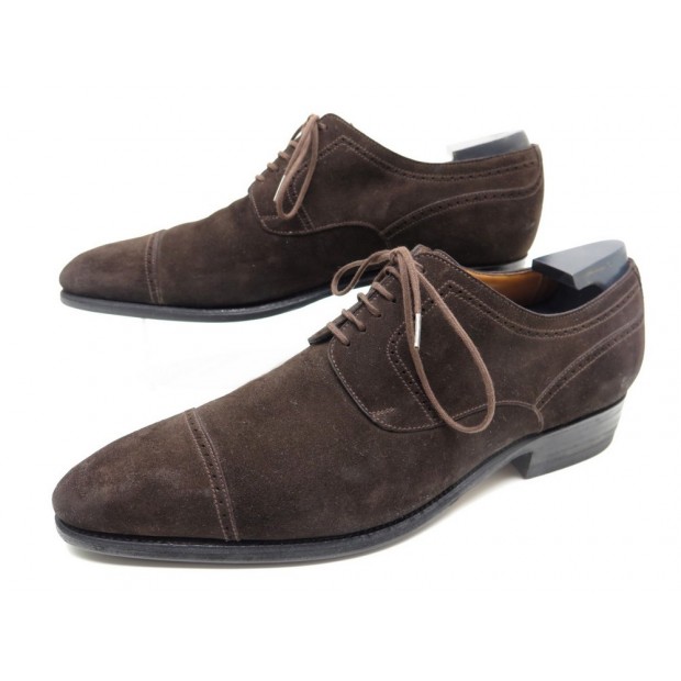 CHAUSSURES JM WESTON 448 DERBY 7.5C 41.5 EN DAIM MARRON EMBAUCHOIRS SHOES 655€