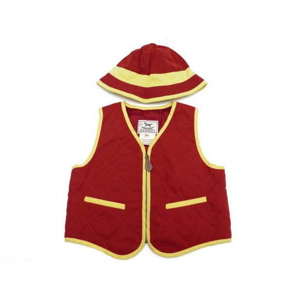 NEUF ENSEMBLE HERMES VESTE CAPITONNEE 18M & CHAPEAU BOB T 47 BABY CLOTHES 760€