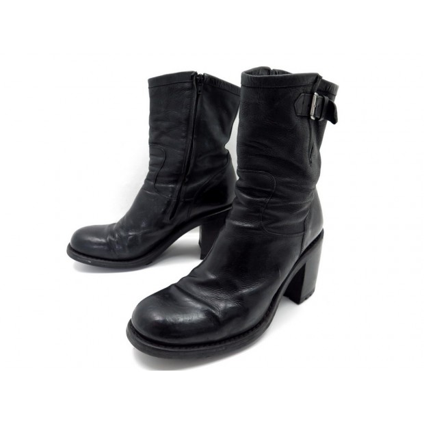 CHAUSSURES FREE LANCE 40.5 BOTTINES MOTARD MOTO EN CUIR NOIR BOOTS SHOES 450€