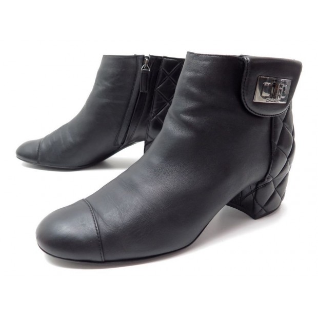 CHAUSSURES CHANEL G26923 MATELASSE MADEMOISELLE 38.5 BOTTINES + SAC BOOTS 1050€