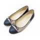 NEUF CHAUSSURES CHANEL BALLERINES G29857 38 EN TOILE & CUIR BOITE SAC SHOES 620€