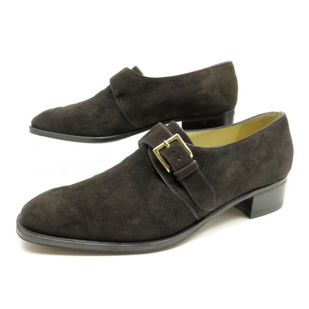 NEUF CHAUSSURES JOHN LOBB SOULIERS A BOUCLES 37 EN DAIM MARRON FEMME SHOES 1125€