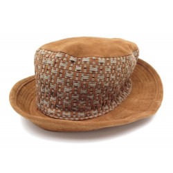 NEUF CHAPEAU MOTSCH POUR HERMES T55 SCOUBIDOU TISSAGE H CUIR D'AGNEAU HAT 250€