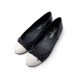 CHAUSSURES CHANEL BALLERINES G29857 38 EN TOILE NOIR & CUIR GRIS SHOE BLACK 620€