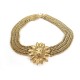 VINTAGE COLLIER CHANEL RAS DE COU TETE DE LION EN METAL DORE CHAINE NECKLACE