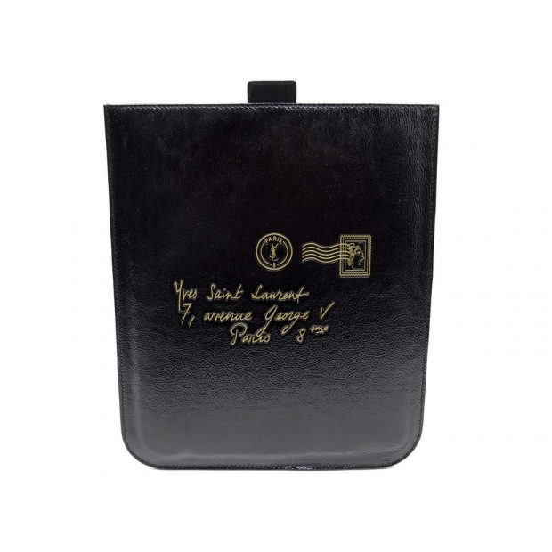 NEUF ETUI YVES SAINT LAURENT HOUSSE IPAD TABLETTE PC CUIR VERNI NOIR CASE 255€