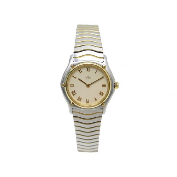 MONTRE EBEL WAVE 181908 27 MM QUARTZ EN OR JAUNE & ACIER ARGENTE WATCH 1460€