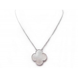 NEUF COLLIER VAN CLEEF & ARPELS MAGIC ALHAMBRA EN NACRE OR BLANC NECKLACE 4000€