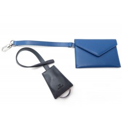 NEUF 2 PORTES CLES JAEGER LECOULTRE MONTRE EN CUIR BLEU & NOIR KEY RING SET