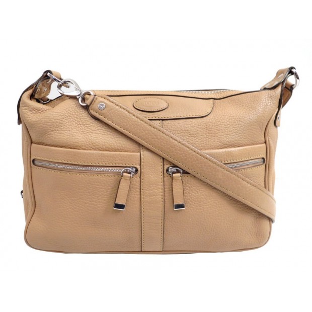 SAC A MAIN TOD'S PORTE BANDOULIERE EN CUIR BEIGE LCROSSBODY BAG PURSE 1000€