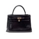 VINTAGE SAC A MAIN HERMES KELLY 33 EN CUIR BOX NOIR BLACK LEATHER HAND BAG PURSE