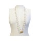 VINTAGE COLLIER SAUTOIR CHANEL CC METAL DORE ET PERLE NACREE JEWEL NECKLACE 850€