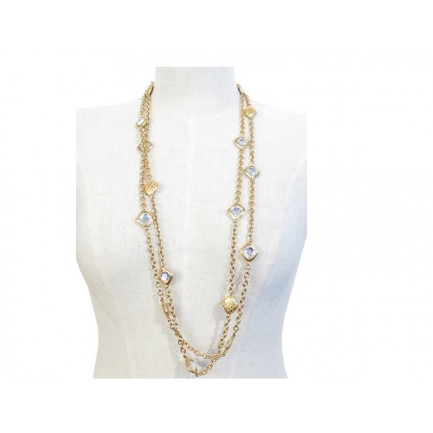 COLLIER SAUTOIR CHANEL CHAINE EN METAL DORE & CRISTAUX METAL JEWEL NECKLACE 950€