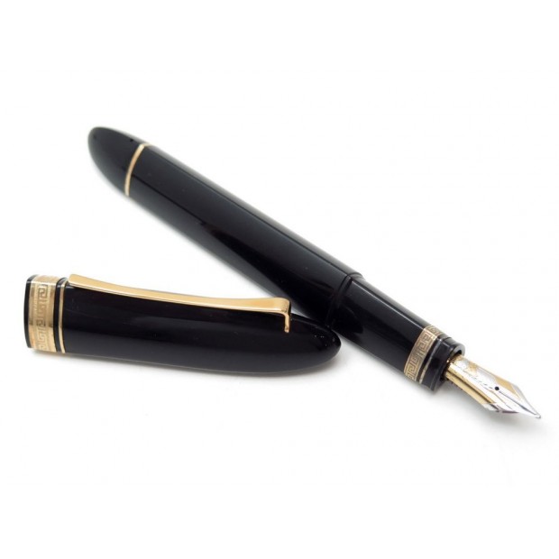 VINTAGE STYLO PLUME OMAS 360 OR JAUNE BLANC 18K EN RESINE NOIRE FOUNTAIN PEN