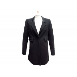 NEUF VESTE LONGUE CHANEL TAILLE 40 M MANTEAU EN LAINE NOIRE & SOIE COAT 3950€