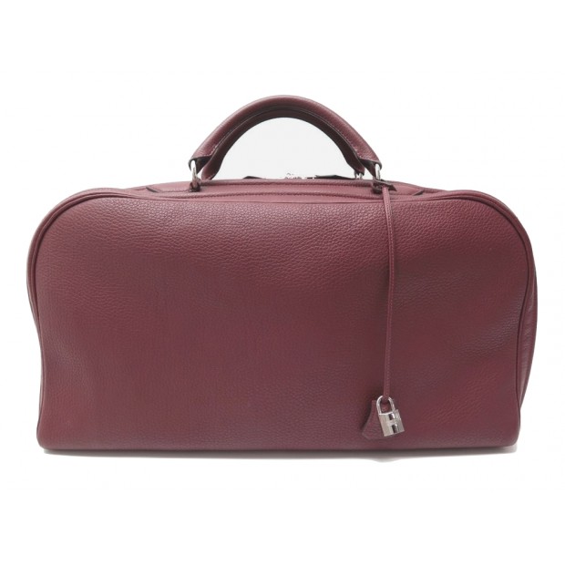 SAC DE VOYAGE A MAIN V DE HERMES 50 EN CUIR TOGO ROUGE GARANCE TRAVEL BAG 5900€