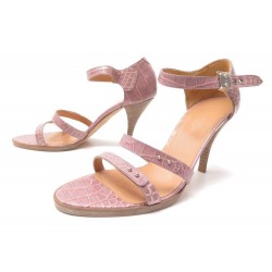 NEUF CHAUSSURES HERMES SANDALES A TALONS 38 CUIR DE CROCODILE 