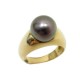 BAGUE SERTIE PERLE DE CULTURE NOIRE TAILLE 52 EN OR JAUNE 18K 7.9 GR GOLD RING