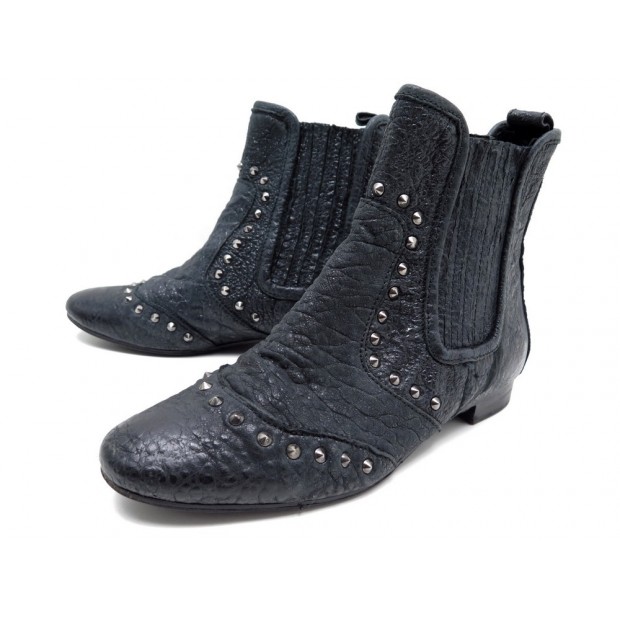 CHAUSSURES ZADIG & VOLTAIRE CLOUTEES 38 BOTTINES NOIRE EN CUIR BLACK BOOTS 495€