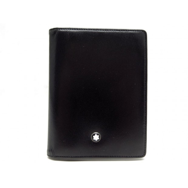 PORTE CARTE MONTBLANC EN CUIR NOIR HOMME MEN BLACK LEATHER CARD HOLDER 150€